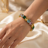 Pastel Gemstone Golden Oval Cut Bracelet