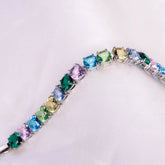 Pastel Gemstone Silver Round Cut Bracelet