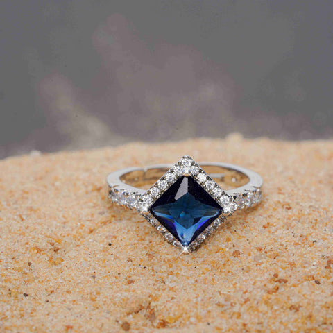 Blue Radiance Princess-Cut Ring
