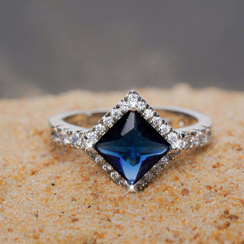 Blue Radiance Princess-Cut Ring