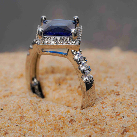 Blue Radiance Princess-Cut Ring