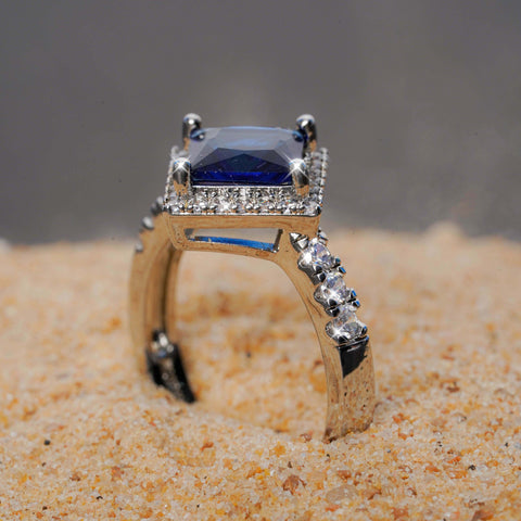 Blue Radiance Princess-Cut Ring