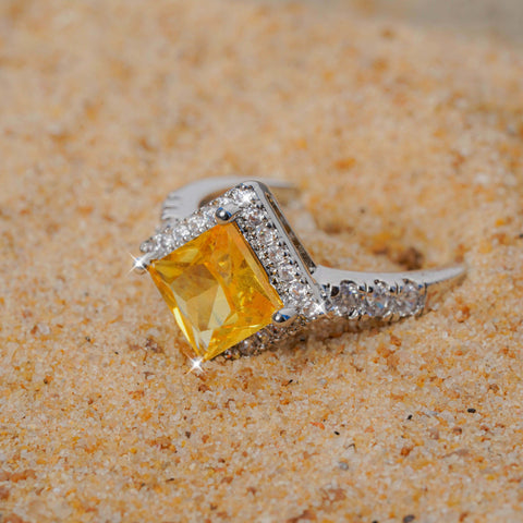 Golden Radiance Princess-Cut Ring