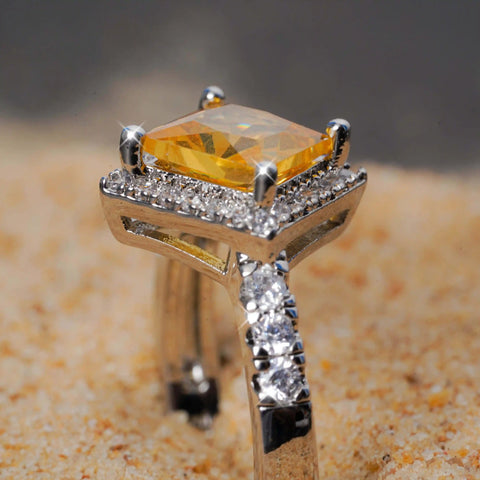 Golden Radiance Princess-Cut Ring