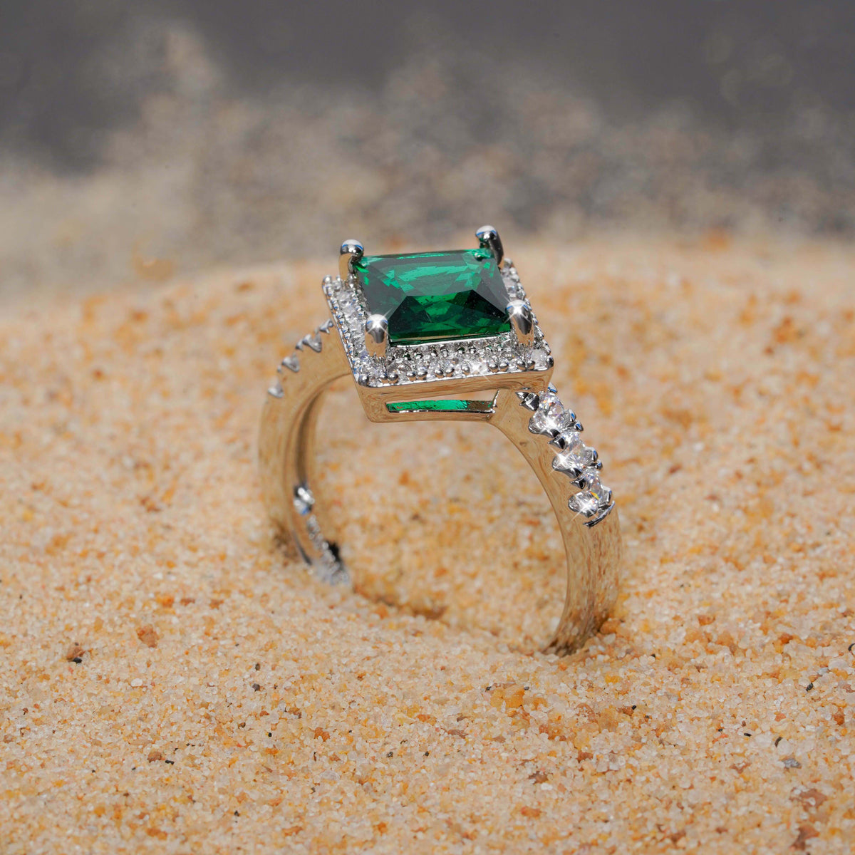 Green Radiance Princess-Cut Ring