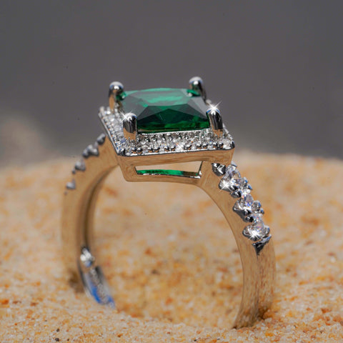 Green Radiance Princess-Cut Ring