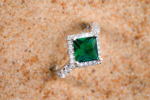 Green Radiance Princess-Cut Ring