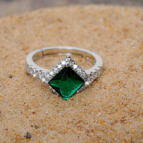 Green Radiance Princess-Cut Ring
