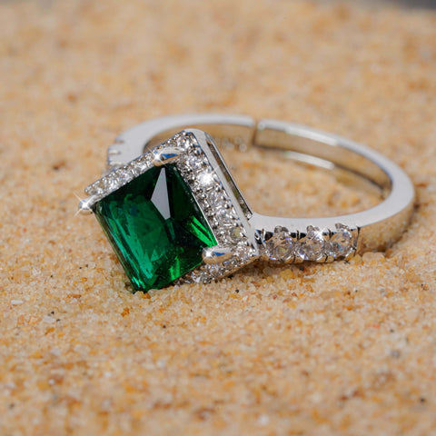 Green Radiance Princess-Cut Ring