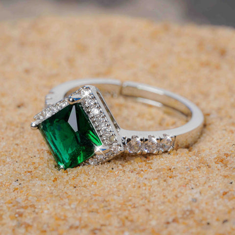 Green Radiance Princess-Cut Ring