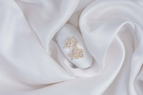 White Rose Earrings