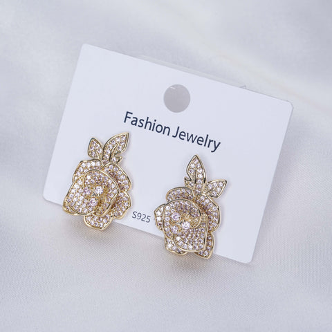 White Rose Earrings