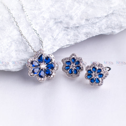 Septa Flora Sapphire  Pendent Set