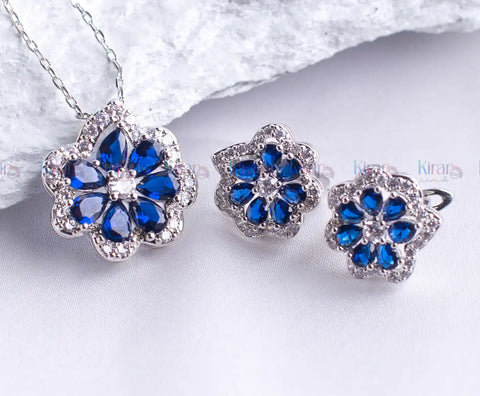 Septa Flora Sapphire  Pendent Set