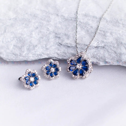 Septa Flora Sapphire  Pendent Set