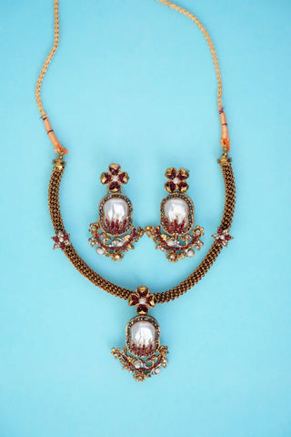 Varnika Red  Pearl Necklace Set
