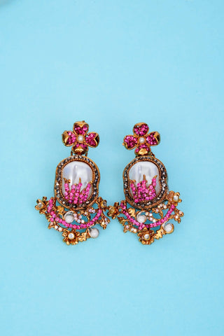 Varnika Fuchsia Pearl Necklace Set