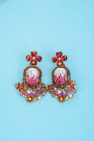 Varnika Fuchsia Pearl Necklace Set