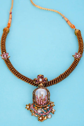 Varnika Lavender Pearl Necklace Set