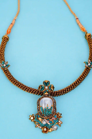 Varnika Turquoise Pearl Necklace Set