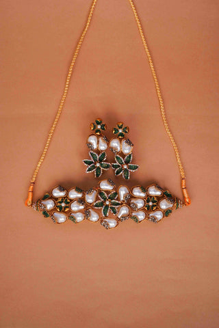 Emerald Petal Pearl Set