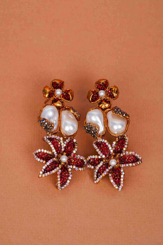 Burgundy Petal Pearl Set