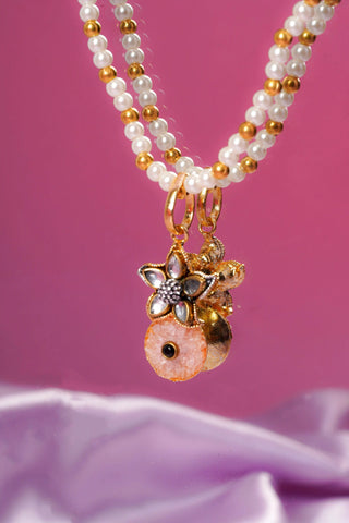 Floral Charm Pearl Pendent Set