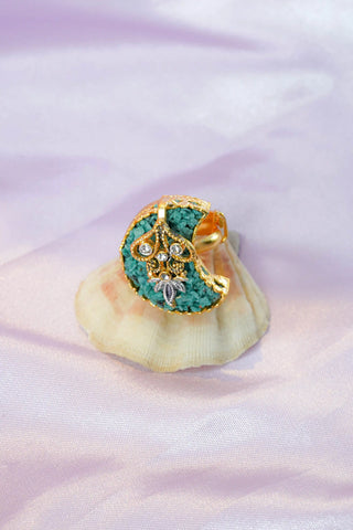 Turquoise Crescent Bloom Pendant Set