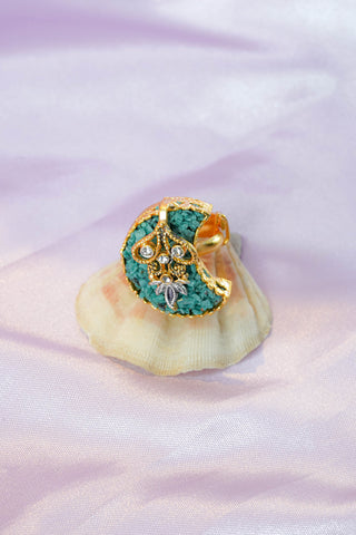 Turquoise Crescent Bloom Pendant Set