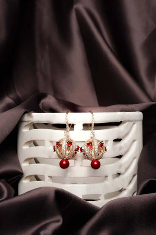 Golden Ruby Orbit Earrings