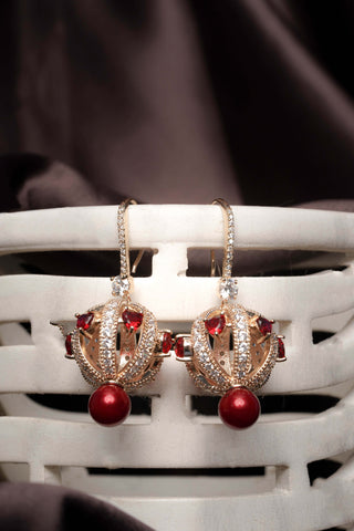 Golden Ruby Orbit Earrings