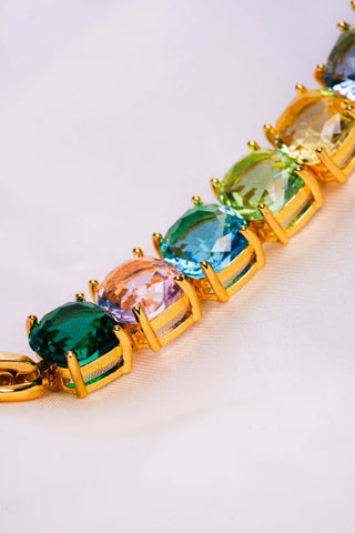 Pastel Gemstone Golden Oval Cut  Bracelet