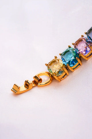 Pastel Gemstone Golden Round Cut Bracelet