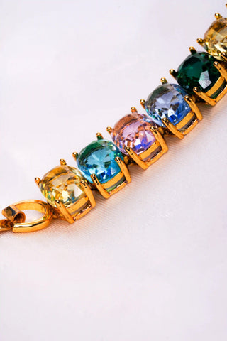 Pastel Gemstone Golden Round Cut Bracelet