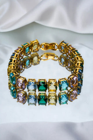 Pastel Gemstone Golden Oval Cut  Bracelet