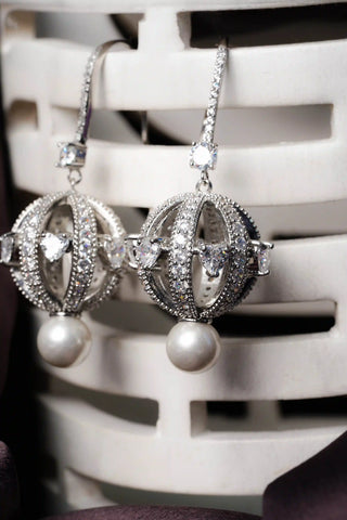 Golden Ruby Orbit Earrings