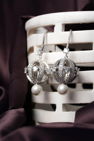 Golden Ruby Orbit Earrings