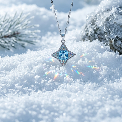 Blue Star Shine Crystal Necklace