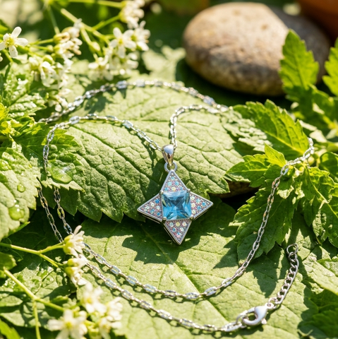 Blue Star Shine Crystal Necklace