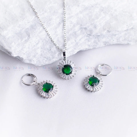 Emerald Green Pendent Set