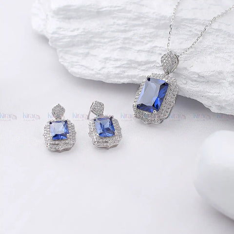 Recta Sapphire Pendent Set